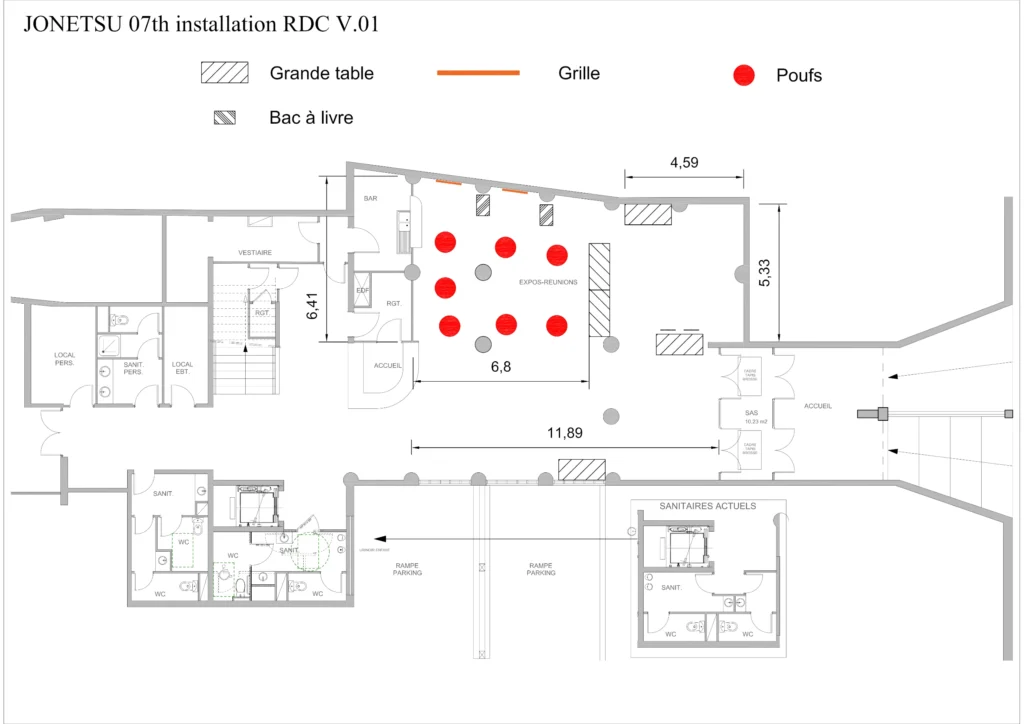 Plan d'installation du RdC de l'Agoreine pour Jonetsu 07th réalisé par Tirami