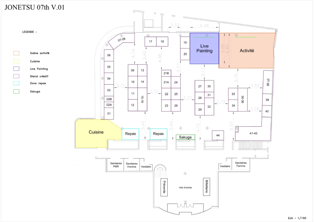 Plan d'aménagement de la salle des Colonnes durant Jonetsu 07th